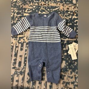 Blue & White Striped Knit One-Piece for preemie